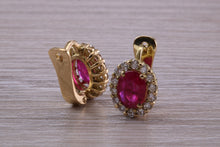 Load image into Gallery viewer, Beautiful Ruby and Diamond Halo set Earrings