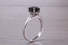Load image into Gallery viewer, Large 2.20 carat Round cut Black Diamond set White Gold Solitaire