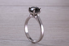 Load image into Gallery viewer, Large 2.20 carat Round cut Black Diamond set White Gold Solitaire