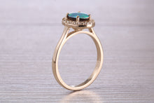 Load image into Gallery viewer, Beautiful Fiery Natural Opal and Diamonds set Gold Ring