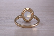 Load image into Gallery viewer, Beautiful Fiery Natural Opal and Diamonds set Gold Ring