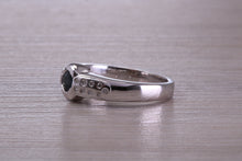 Load image into Gallery viewer, Chunky Blue Sapphire and Diamond set 18ct White Gold Ring