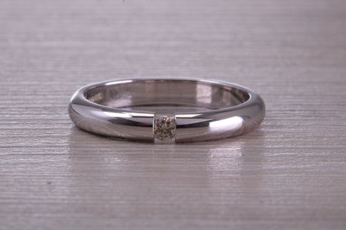 Chunky White Gold Tension set Diamond Band