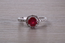 Load image into Gallery viewer, One and Half carat Stunning Ruby and Diamond Halo set Ring