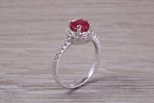 Load image into Gallery viewer, One and Half carat Stunning Ruby and Diamond Halo set Ring