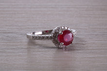 Load image into Gallery viewer, One and Half carat Stunning Ruby and Diamond Halo set Ring