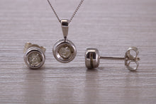 Load image into Gallery viewer, Diamond set Solitaire Stud Earrings and Matching Necklace