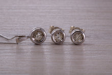 Load image into Gallery viewer, Diamond set Solitaire Stud Earrings and Matching Necklace