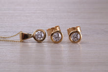 Load image into Gallery viewer, Very Beautiful 0.75 carat Diamond set Solitaire Stud Earrings and Matching Necklace