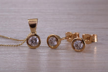 Load image into Gallery viewer, Very Beautiful 0.75 carat Diamond set Solitaire Stud Earrings and Matching Necklace