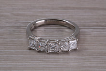 Load image into Gallery viewer, Stunning One and Quarter carat 5 Princess cut Diamonds set Platinum Ring