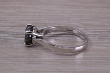 Load image into Gallery viewer, Large 2.20 carat Round cut Black Diamond set White Gold Solitaire