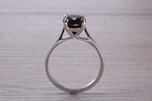 Load image into Gallery viewer, Large 2.20 carat Round cut Black Diamond set White Gold Solitaire