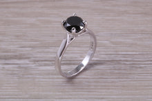 Load image into Gallery viewer, Large 2.20 carat Round cut Black Diamond set White Gold Solitaire