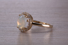 Load image into Gallery viewer, Beautiful Fiery Natural Opal and Diamonds set Gold Ring