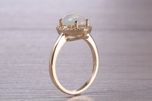 Load image into Gallery viewer, Beautiful Fiery Natural Opal and Diamonds set Gold Ring