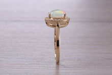 Load image into Gallery viewer, Beautiful Fiery Natural Opal and Diamonds set Gold Ring