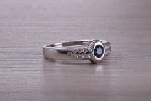 Load image into Gallery viewer, Chunky Blue Sapphire and Diamond set 18ct White Gold Ring