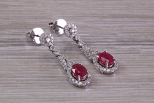 Load image into Gallery viewer, Very Dressy Ruby and Diamond set White Gold Dropper Earrings