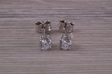 Load image into Gallery viewer, Simple Everyday Diamond Solitaire Stud Earrings in 18ct White Gold