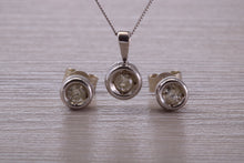 Load image into Gallery viewer, Diamond set Solitaire Stud Earrings and Matching Necklace