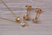Load image into Gallery viewer, Very Beautiful 0.75 carat Diamond set Solitaire Stud Earrings and Matching Necklace