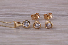 Load image into Gallery viewer, Very Beautiful 0.75 carat Diamond set Solitaire Stud Earrings and Matching Necklace