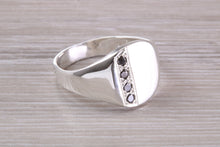 Load image into Gallery viewer, Four Natural Black Diamonds set Signet Ring