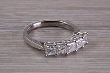 Load image into Gallery viewer, Stunning One and Quarter carat 5 Princess cut Diamonds set Platinum Ring