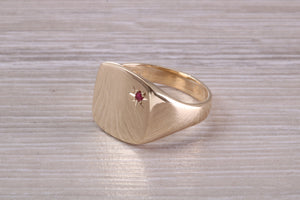Ruby set Signet Ring, Available in Your Choice of Precious Metals, Free Engraving