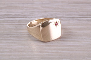Ruby set Signet Ring, Available in Your Choice of Precious Metals, Free Engraving