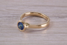 Load image into Gallery viewer, One carat Blue Sapphire set 18ct Yellow Gold Solitaire