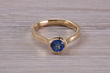 Load image into Gallery viewer, One carat Blue Sapphire set 18ct Yellow Gold Solitaire