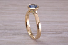 Load image into Gallery viewer, One carat Blue Sapphire set 18ct Yellow Gold Solitaire