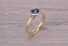 Load image into Gallery viewer, One carat Blue Sapphire set 18ct Yellow Gold Solitaire