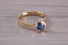 Load image into Gallery viewer, One carat Blue Sapphire set 18ct Yellow Gold Solitaire