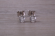 Load image into Gallery viewer, Simple Everyday Diamond Solitaire Stud Earrings in 18ct White Gold
