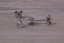 Load image into Gallery viewer, Simple Everyday Diamond Solitaire Stud Earrings in 18ct White Gold