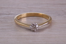 Load image into Gallery viewer, Dainty Quarter carat Diamond set 18ct Yellow Gold Solitaire