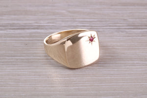 Ruby set Signet Ring, Available in Your Choice of Precious Metals, Free Engraving