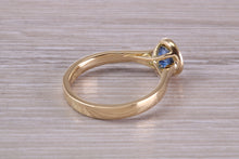 Load image into Gallery viewer, One carat Blue Sapphire set 18ct Yellow Gold Solitaire