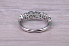 Load image into Gallery viewer, 1.50ct Marquise cut Emeralds and Round cut Diamond set White Gold Ring