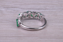Load image into Gallery viewer, 1.50ct Marquise cut Emeralds and Round cut Diamond set White Gold Ring