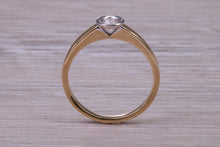 Load image into Gallery viewer, Dainty Bezel Diamond set Two Tone Gold Solitaire