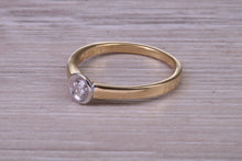 Load image into Gallery viewer, Dainty Bezel Diamond set Two Tone Gold Solitaire
