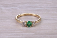 Load image into Gallery viewer, Dainty Emerald and Diamond Trilogy Ring
