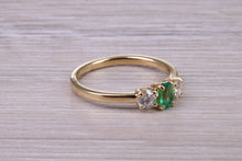 Load image into Gallery viewer, Dainty Emerald and Diamond Trilogy Ring