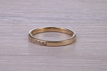 Load image into Gallery viewer, Dainty Traditional Diamond set Yellow Gold Band