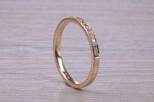 Load image into Gallery viewer, Dainty Traditional Diamond set Yellow Gold Band