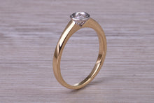Load image into Gallery viewer, Dainty Bezel Diamond set Two Tone Gold Solitaire